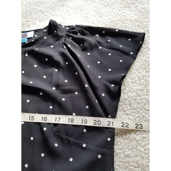 CECE Womens Black Semi-Sheer Polka Dot Cap Sleeve Keyhole Back Size (L) - Picture 8 of 10